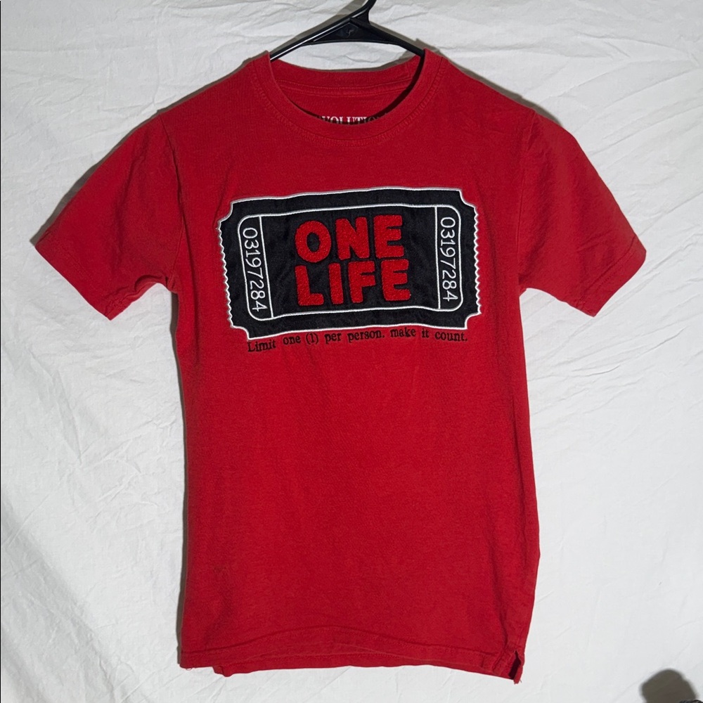 Kids Red 'ONE LIFE' Short Sleeve Tee